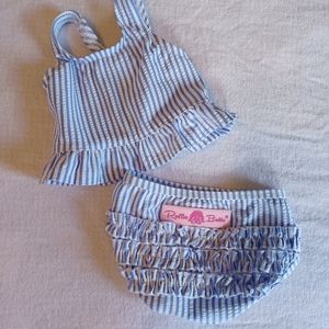 Seersucker Ruffle Butts Baby Girl Tankini